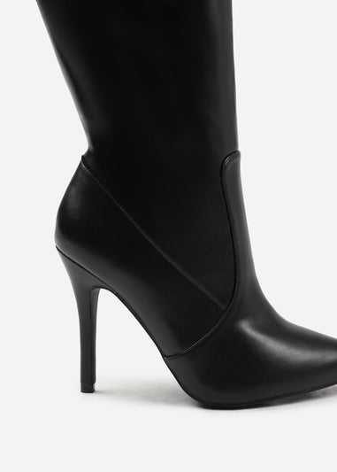 Where's That From  Black Pu Zoya Wide Calf Heeled Boots