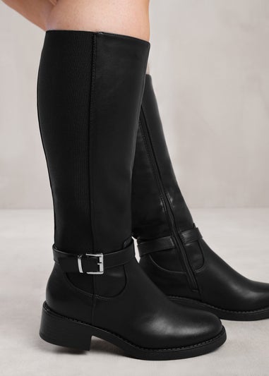 Where's That From Micah Black Stretch Wide-Calf Knee High Boots