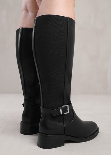 Where's That From Micah Black Stretch Wide-Calf Knee High Boots