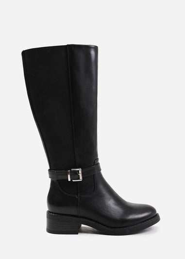 Where's That From Micah Black Stretch Wide-Calf Knee High Boots