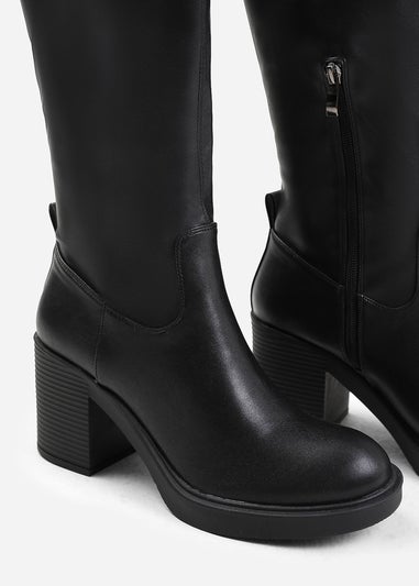 Where's That From Beta Black Knee High Side Zip Boots