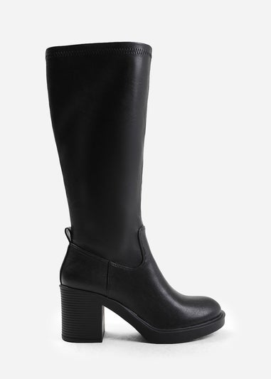 Where's That From Beta Black Knee High Side Zip Boots