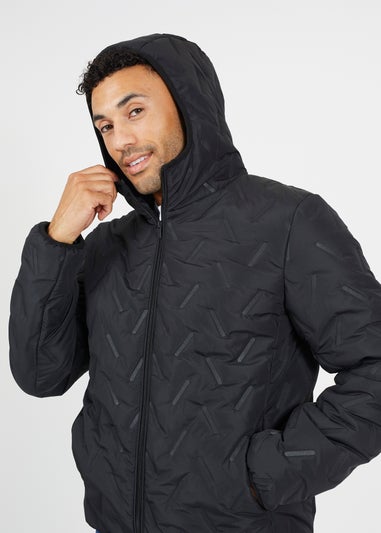 Brave Soul Black Short Heat Seal Padded Hooded Jacket