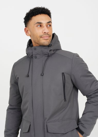 Brave Soul Grey Hooded Parka Jacket