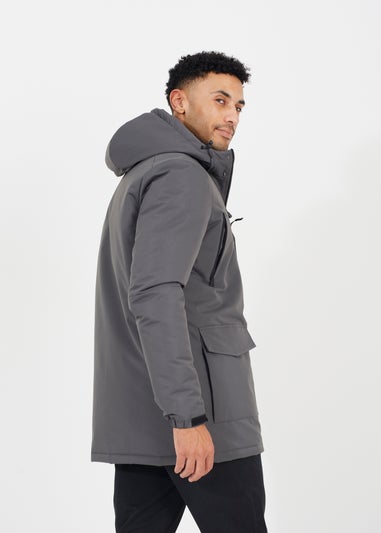 Brave Soul Grey Hooded Parka Jacket