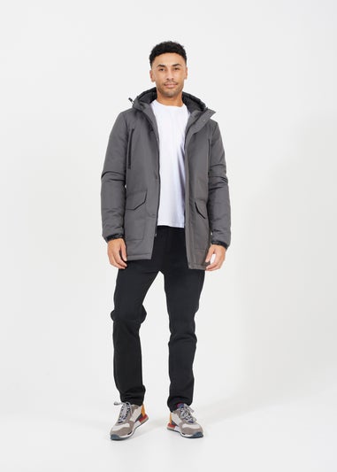 Brave Soul Grey Hooded Parka Jacket