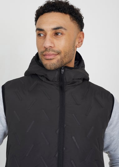 Brave Soul Charcoal Heat Seal Padded Hooded Gilet