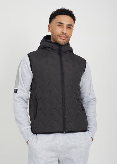 Brave Soul Charcoal Heat Seal Padded Hooded Gilet