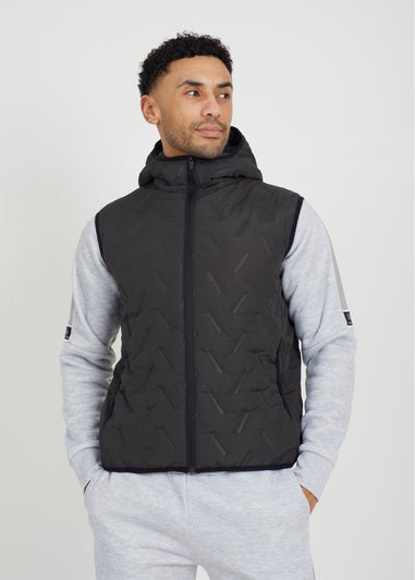 Brave Soul Charcoal Heat Seal Padded Hooded Gilet