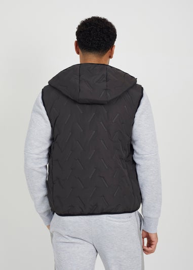 Brave Soul Charcoal Heat Seal Padded Hooded Gilet