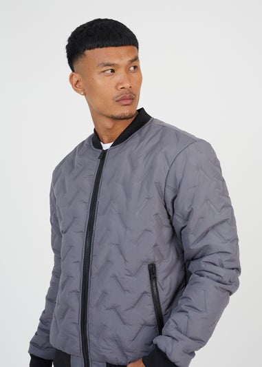 Brave Soul Grey Heat Seal Bomber Style Jacket