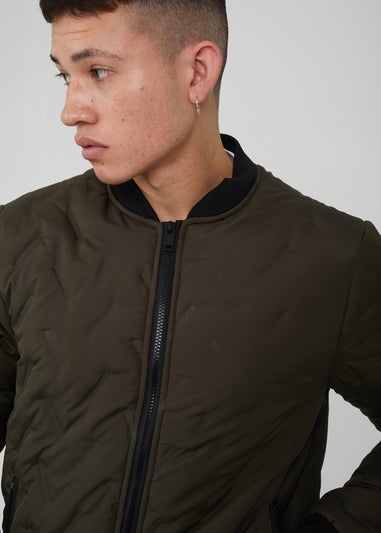 Brave Soul Khaki Heat Seal Bomber Style Jacket