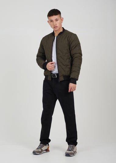 Brave Soul Khaki Heat Seal Bomber Style Jacket