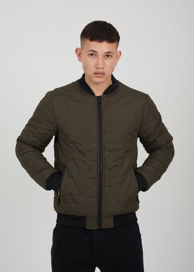 Brave Soul Khaki Heat Seal Bomber Style Jacket