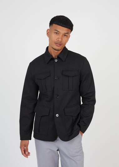 Brave Soul Black Twill Button Through Jacket