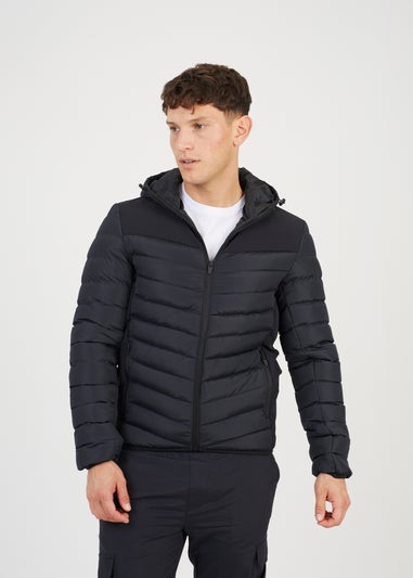 Brave Soul Black Padded Soft Shell Hooded Jacket