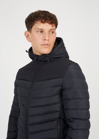 Brave Soul Black Padded Soft Shell Hooded Jacket