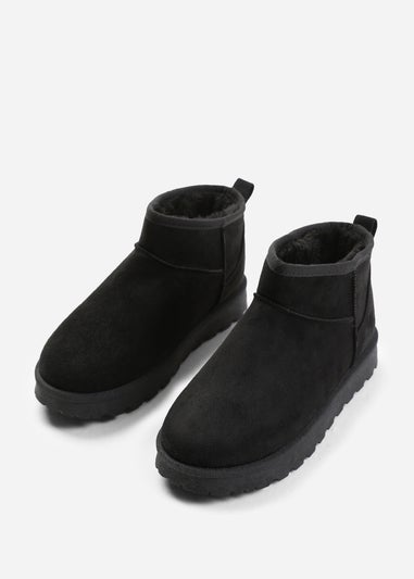 Where's That From Black Suede Maple Faux Fur Slipper Boots