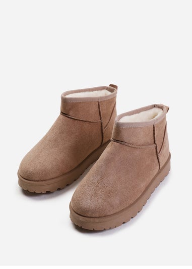 Where's That From Camel Suede Maple Faux Fur Slipper Boots