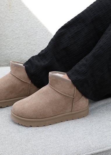 Where's That From Camel Suede Maple Faux Fur Slipper Boots