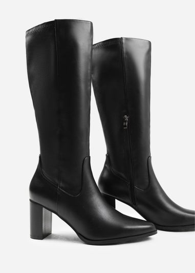 Where's That From Hawthorn Black Block Heel Knee High Boots