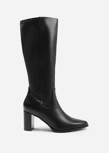 Where's That From Hawthorn Black Block Heel Knee High Boots