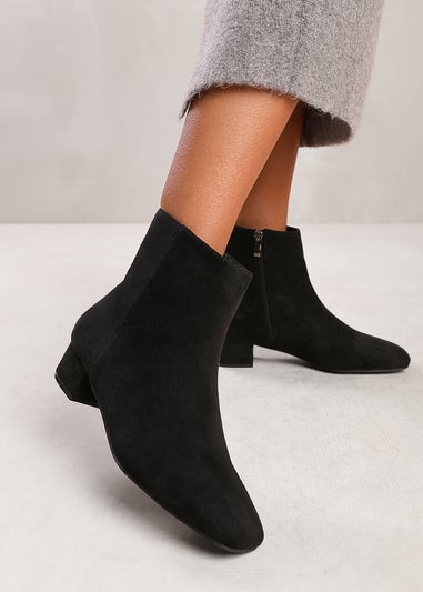 Where's That From Philadelphia Black Suede Wide Fit Ankle Boots