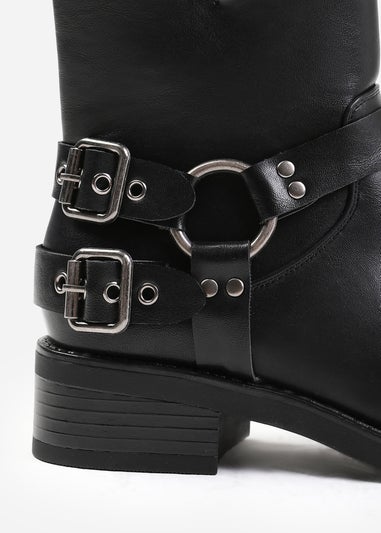 Where's That From Bode Black Buckle Detailing Ankle Boots