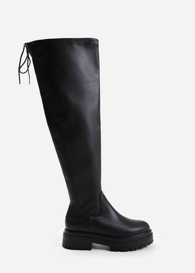 Where's That From Dawn Black Stretch Wide-Calf Over The Knee Boots