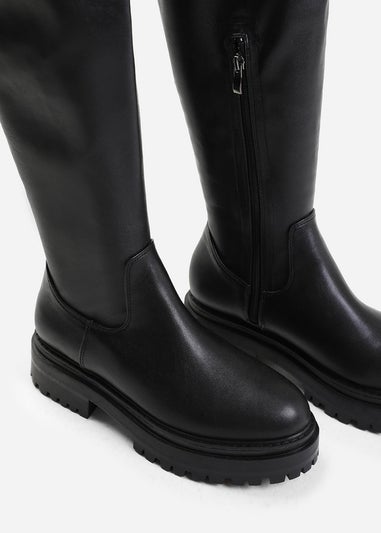 Where's That From Dawn Black Stretch Wide-Calf Over The Knee Boots