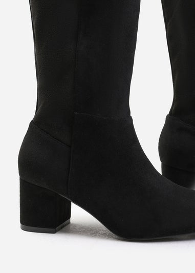 Where's That From Beau Black Suede Wide-Calf Knee High Boots