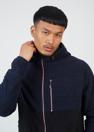 Brave Soul Navy Colour Block Zip Through Hoody