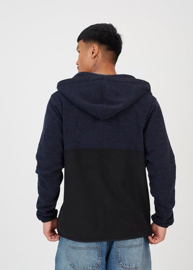 Brave Soul Navy Colour Block Zip Through Hoody