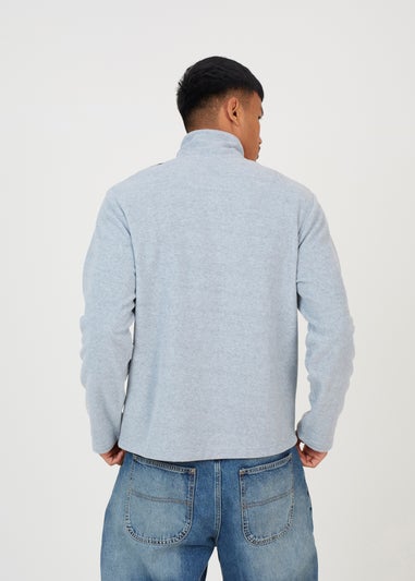 Brave Soul Light Grey Quarter Zip Jumper with Contrast Panel