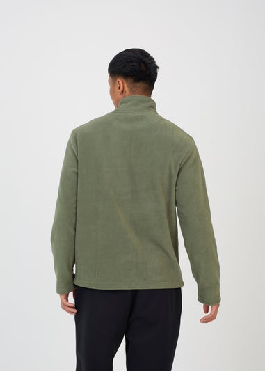 Brave Soul Khaki Quarter Zip Jumper with Contrast Panel