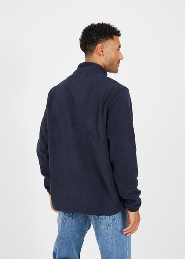 Brave Soul Navy Contrast Quarter Zip Fleece