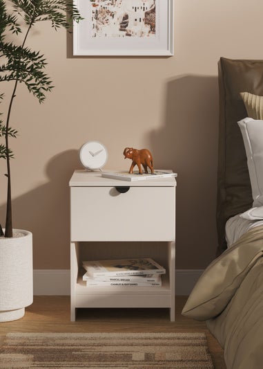 Swift Ready Assembled Arran 1 Drawer Open Shelf Bedside Cabinet