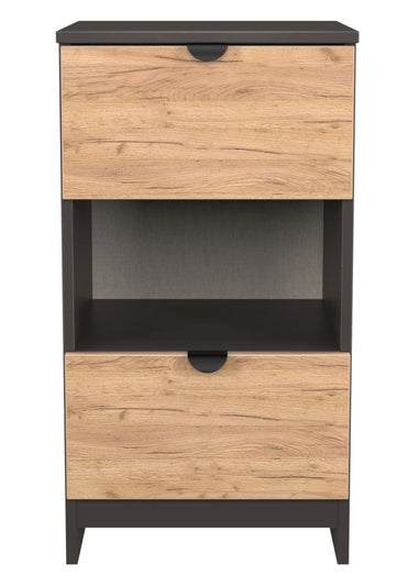 Swift Ready Assembled Arran 2 Drawer Open Shelf Bedside Cabinet