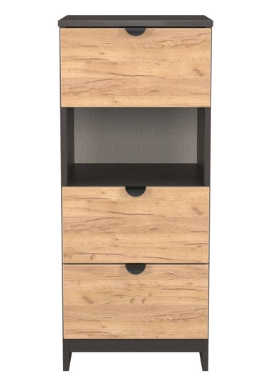 Swift Ready Assembled Arran 3 Drawer Open Shelf Bedside Cabinet