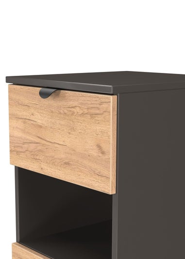 Swift Ready Assembled Arran 3 Drawer Open Shelf Bedside Cabinet