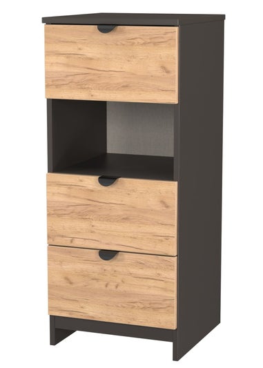 Swift Ready Assembled Arran 3 Drawer Open Shelf Bedside Cabinet