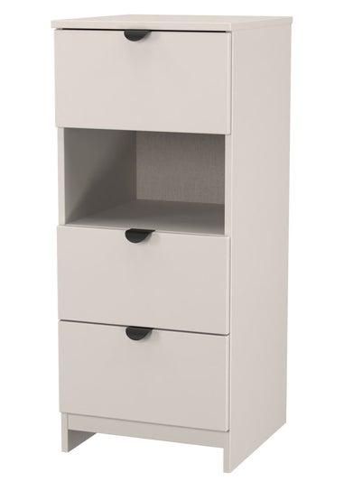 Swift Ready Assembled Arran 3 Drawer Open Shelf Bedside Cabinet