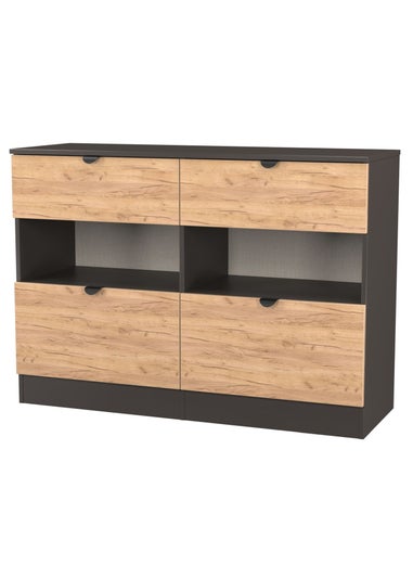 Swift Ready Assembled Arran 4 Drawer Open Shelf Wide Chest