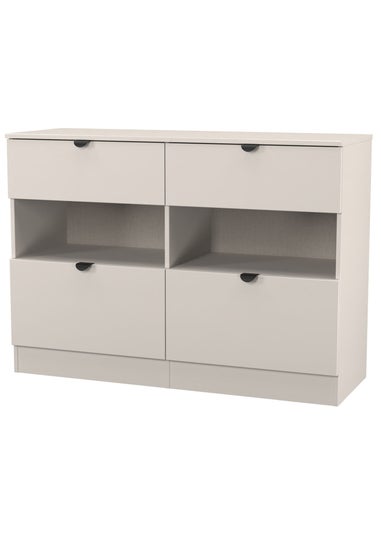 Swift Ready Assembled Arran 4 Drawer Open Shelf Wide Chest