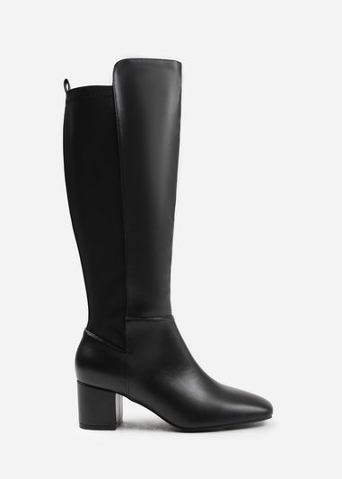 Where's That From Beau Black Pu Wide-Calf Knee High Boots