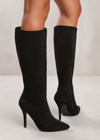 Where's That From Black Suede Zoya High Heel Boots