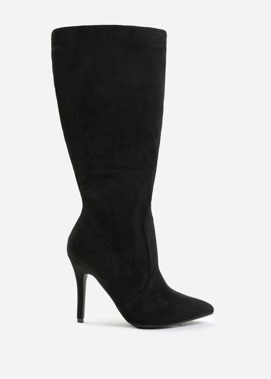 Where's That From Black Suede Zoya High Heel Boots