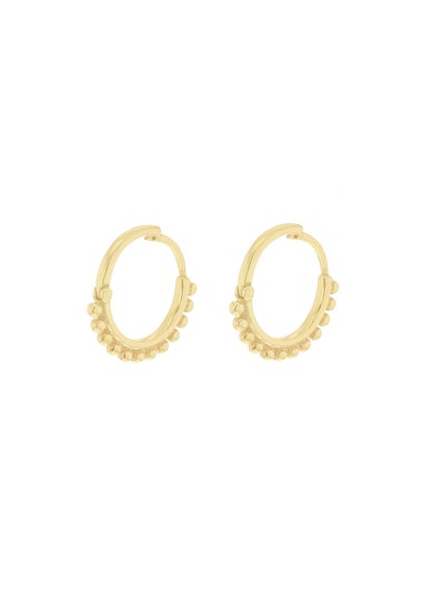 Golden Moments Yellow Gold Plated Ball-Tube Hoop Creole Earrings