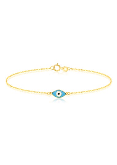 Golden Moments 9ct Yellow Gold Blue Evil Eye Bracelet