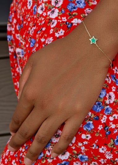 Golden Moments 9ct Yellow Gold Malachite Star Bracelet